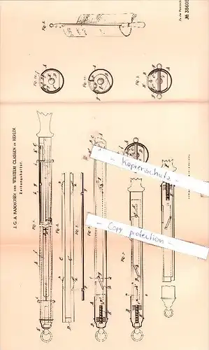 Original Patent  - J. G. A. Rammoser und Wilhelm Classen in Berlin , 1886 , Zeitungshalter !!!