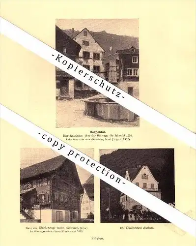 Photographien / Ansichten , 1910 , Hospental , Flüelen , Bürglen , Prospekt , Architektur , Fotos !!!