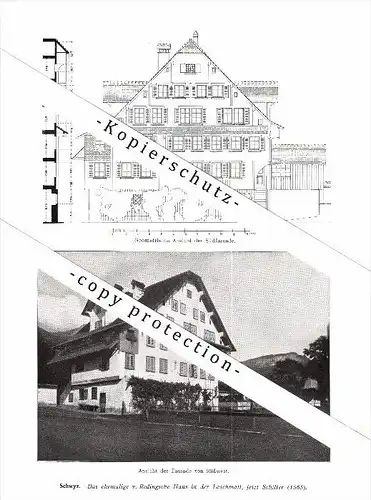 Photographien / Ansichten , 1914 , Schwyz , Häuser , Prospekt , Architektur , Fotos !!!