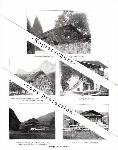 Photographien / Ansichten , 1914 , Schwyz , Holzhäuser , Tschalun b. Iberg , Prospekt , Architektur , Fotos !!!