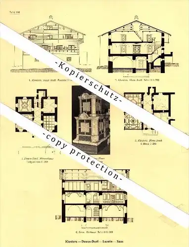 Photographien / Ansichten , 1925 , Klosters , Luzein , Davos - Dorf , Saas , Prospekt , Architektur , Fotos !!!