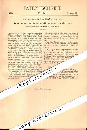 Original Patent - Franz Egerle in Horic / Milovice u Horic , 1879 , Condensationswasser-Ableiter , Milowitz , Böhmen !!!