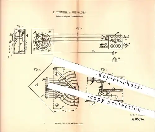 original Patent -  E. Steimmel in Wiesbaden , 1894 , Selbstanzeigende Schießscheibe , Schützenverein , Waffen , Gewehre