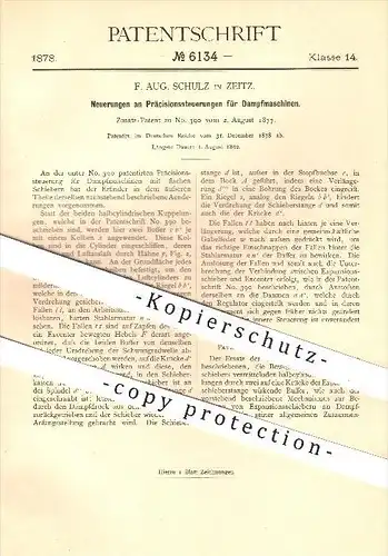 original Patent - F. Aug. Schulz in Zeitz , 1878 , Präzisionssteuerungen für Dampfmaschinen , Steuerung , Dampfmaschine