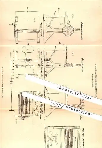 original Patent - A. Raabe in Kalkberge Rüdersdorf , 1878 , Dreiwalzige Drehrolle , Walze , Walzen , Mangel , Wäsche !!!