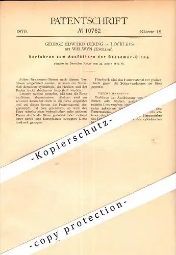 Original Patent - George Edward Dering in Lockleys b. Welwyn , England , 1879 , Filling for wrecking balls !!!