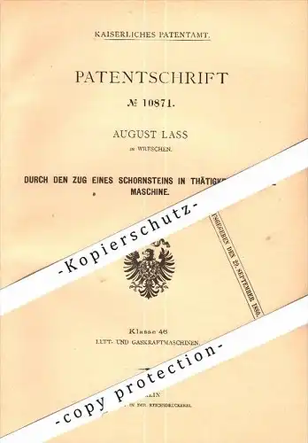 Original Patent - August Lass in Wreschen / Wrzesnia&#8203; , 1879 , Maschine für Schornstein !!!