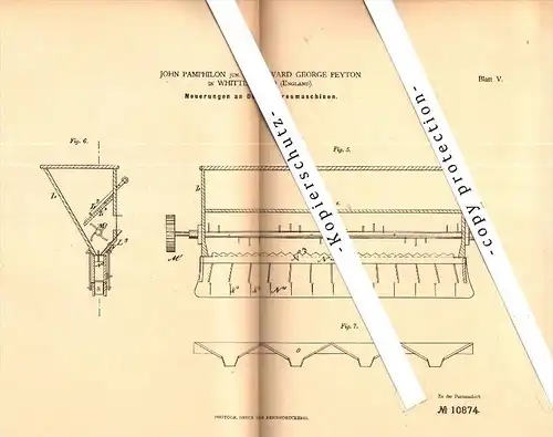 Original Patent - John Pamphilon and E.G. Peyton in Whittlesford , 1879 , Fertiliser spreader , agricultural !!!