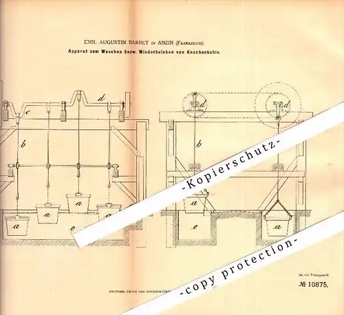 Original Patent - Emil Augustin Barbet à Anzin , 1879 , Appareil pour le lavage du charbon !!!