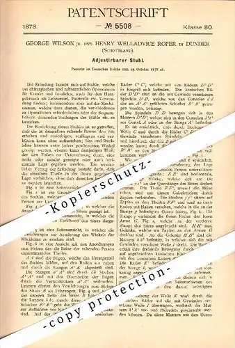 Original Patent - G. Wilson and H. Roper in Dundee , Scotland , 1878 , Chair dentist and operations !!!