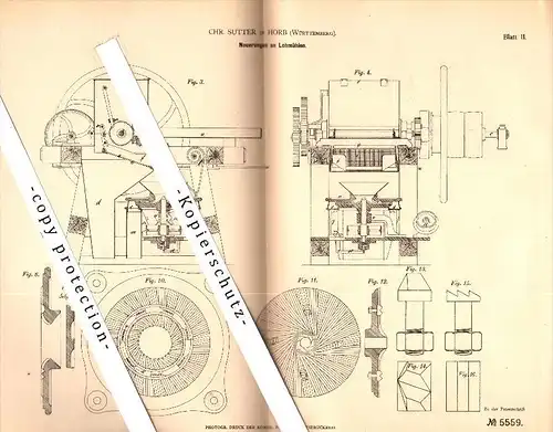 Original Patent - Christian Sutter in Horb am Neckar , 1878 , Lohmühle , Mühle , Windmühle , Müller !!!