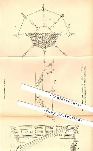 original Patent - Paul G. Hoppe & Joseph Blank , Hamburg , 1880 , Rettung bei Feuer , Netz , Rettungsdecke , Feuerwehr !