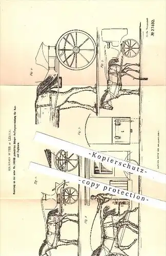 original Patent - Richard Buzer in Leipzig , 1883 , Dünger-Auffangvorrichtung für Reit- u. Zugtiere , Pferdegeschirr !!!