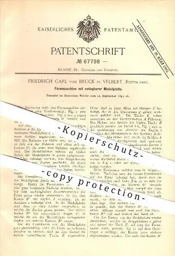 original Patent - Friedrich Carl vom Bruck in Velbert , 1892 , Formmaschine , Form , Formen , Formerei , Gießerei !!!