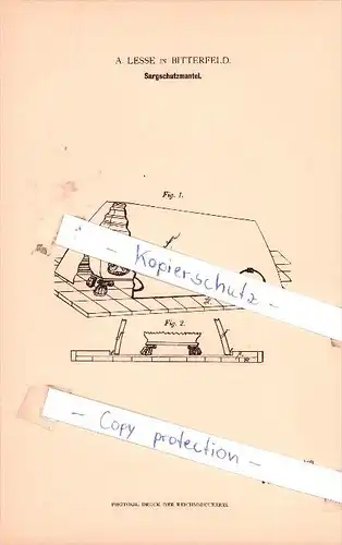 Original Patent - A. Lesse in Bitterfeld , 1881 , Sargschutzmantel , Sarg , Bestatter , Friedhof !!!