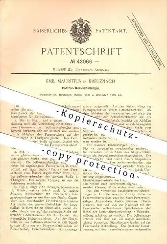 original Patent - Emil Mauritius in Kreuznach , 1886 , Kontroll - Weckschaltungen , Signal , Fernsprecher , Telefon !!!