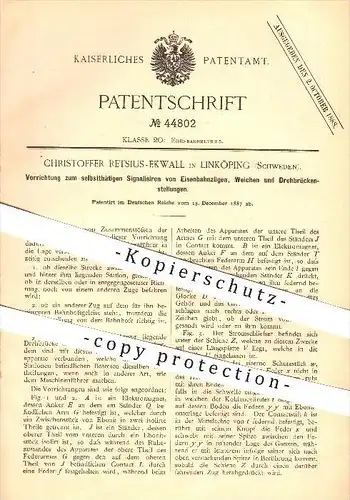 original Patent - Christoffer Retsius-Ekwall , Linköping , Schweden ,1887, Signal bei Eisenbahnen , Weichen , Lokomotive
