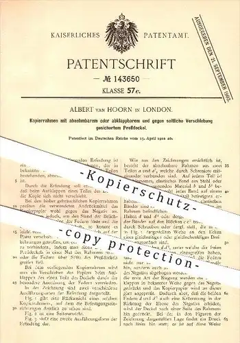 original Patent - Albert van Hoorn in London , 1902 , Kopierrahmen , Fotografie , Photographie , Foto , Kopie , Kamera