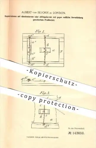 original Patent - Albert van Hoorn in London , 1902 , Kopierrahmen , Fotografie , Photographie , Foto , Kopie , Kamera