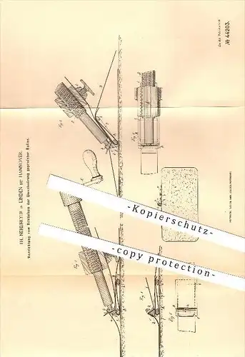 original Patent - Th. Nehlmeyer in Linden , Hannover , 1887 , Umschnürung bei gepressten Ballen , Stroh , Landwirtschaft