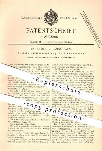 original Patent - Ernst Croll in Langensalza , 1896 , Säemaschine , Saat , Saatgut , Aussaat , Säen , Landwirtschaft !!!