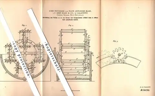 Original Patent - J. Pritchard und F. Blair in Galashiels , Selkirk , Scotland , 1895 , Apparatus for dyeing yarn !!!