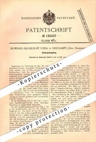 Original Patent - Howard Loria à Orchamps , Jura , 1901 , friction !!!