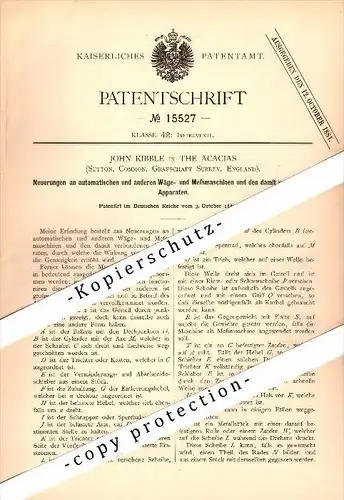 Original Patent - John Kibble in The Acacias , Sutton , Surrey , 1880 , Libra and measuring machine !!!