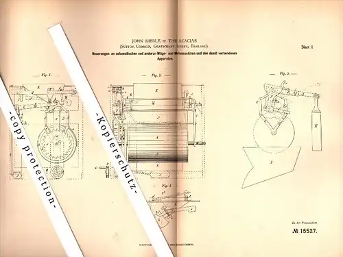 Original Patent - John Kibble in The Acacias , Sutton , Surrey , 1880 , Libra and measuring machine !!!