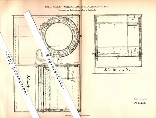 Original Patent - Carl Schmull in Hessisch Oldendorf b. Elze , 1884 , Apparat für Kochherde !!!