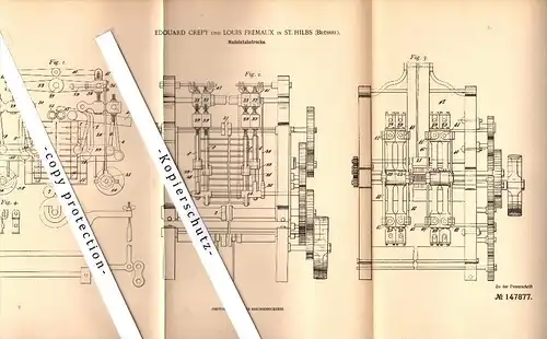 Original Patent - E. Crepy und L. Fremaux in St. Hilbs , Brüssel / Bruxelles , 1902 , Nadelabstrecke !!!