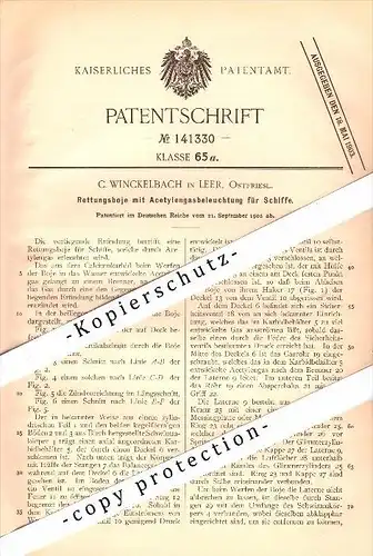 Original Patent - C. Winckelbach in Leer , 1902 , Rettungsboje mit Acetylengas-Beleuchtung , Boje , Seenotrettung !!!