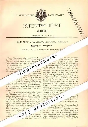 Original Patent - Louis Mouras à Vesoul , Haute Saone , 1881 , Pit pour les eaux usées !!!