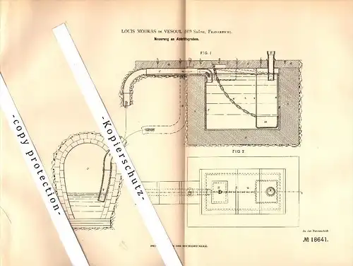 Original Patent - Louis Mouras à Vesoul , Haute Saone , 1881 , Pit pour les eaux usées !!!