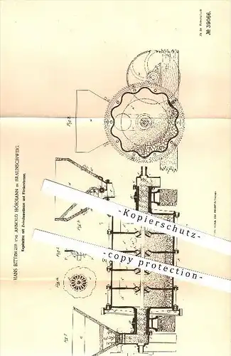 original Patent - Hans Bittinger und Arnold Hörmann in Braunschweig , 1886 , Kügelmühle , Mühle , Mühlen , Müller !!!