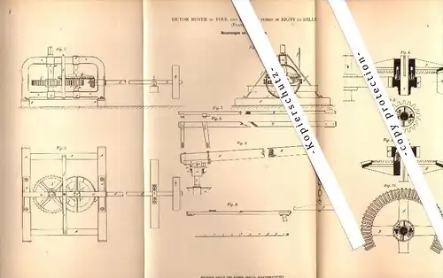 Original Patent - Victor Royer à Rigny la Salle et Toul , 1878 , Machine pour l'agriculture !!!
