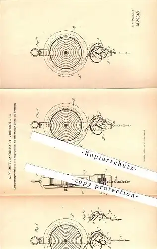 original Patent - A. Schmitt-Manderbach in Biebrich a. Rh. , 1886 ,  Lampenaufzugvorrichtung , Lampen , Leuchten , Licht