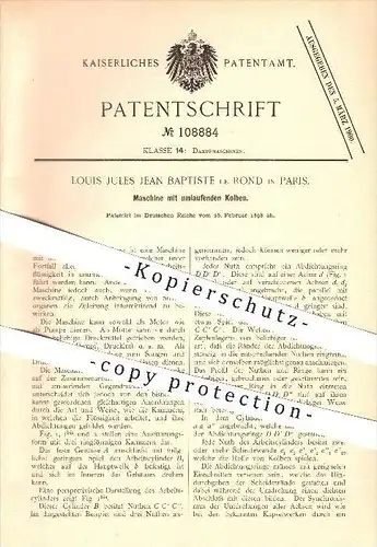 original Patent - Louis Jules Jean Baptiste le Rond in Paris , 1898 , Maschine mit umlaufenden Kolben , Dampfmaschine !!