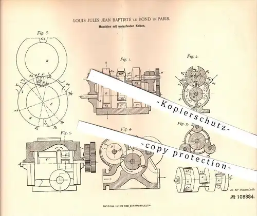 original Patent - Louis Jules Jean Baptiste le Rond in Paris , 1898 , Maschine mit umlaufenden Kolben , Dampfmaschine !!