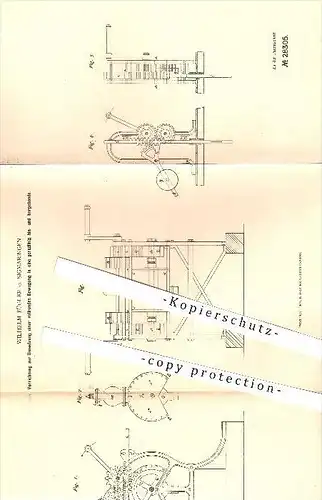 original Patent - Wilhelm Bügler in Sigmaringen , 1883 , Umsetzung einer rotierenden Bewegung , Pumpe , Hammerwerk !!!