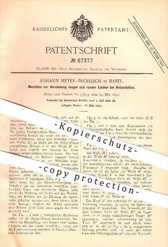 original Patent - Johann Meyer-Fröhlich in Basel , 1892 , Bohren von Löchern bei Holz , Holzbearbeitung , Fräsen !!!