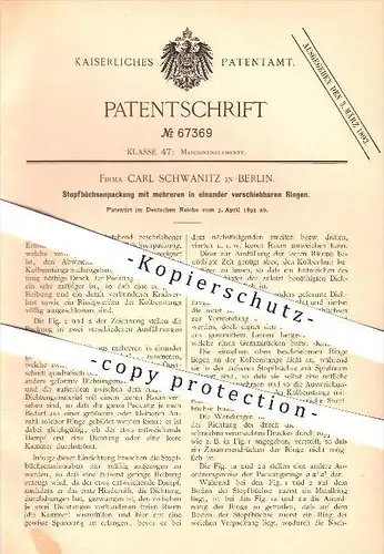 original Patent - Carl Schwanitz in Berlin , 1892 , Stopfbüchsenpackung , Kolbentange, Fahrzeugbau !!!