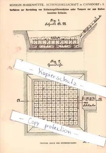 Original Patent - Königin-Marienhütte, Actiengesellschaft in Cainsdorf i. S. , 1883 , !!!