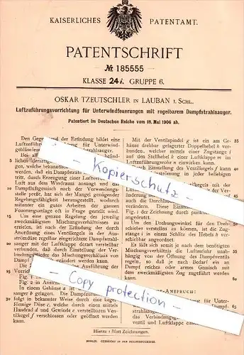 Original Patent - O. Tzeutschler in Lauban i. Schl. , 1906 , Luftzuführungsvorrichtung !!!