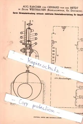 Original Patent - Aug. Karcher und Gerhard von der Heydt in Zeche Westhausen , 1885 , Bergbau !!!