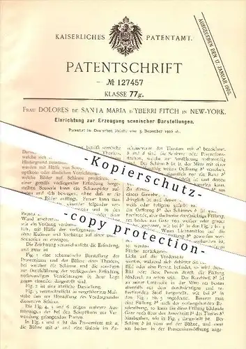 original Patent - D. de Santa Maria d'Yberri Fitch in New York , 1900 , szenische Darstellung , Projektor , Projektion !