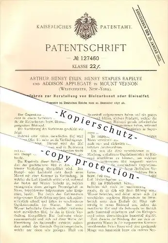 original Patent - Arthur H. Eyles , Henry S. Rapelye, Addison Applegate in Mount Vernon ,1897, Bleicarbonat , Bleisulfat