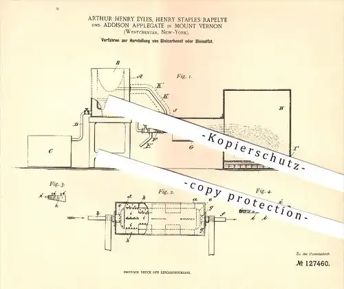 original Patent - Arthur H. Eyles , Henry S. Rapelye, Addison Applegate in Mount Vernon ,1897, Bleicarbonat , Bleisulfat