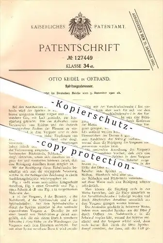 original Patent - Otto Keidel in Ortrand , 1900 , Spiritusgasbrenner , Gasbrenner , Gas , Brenner , Spiritus !