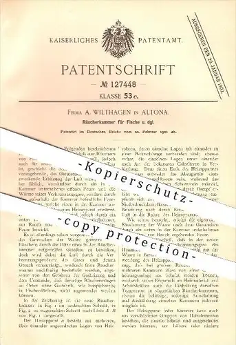 original Patent - A. Wilthagen in Altona , 1901, Räucherkammer für Fische , Räucherofen , Räuchern , Ofenbauer , Hamburg